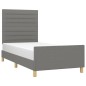 vidaXL Bettgestell mit Kopfteil Dunkelgrau 100x200 cm Stoff vidaXL Bettgestell mit Kopfteil Dunkelgrau 100x200 cm Stoff