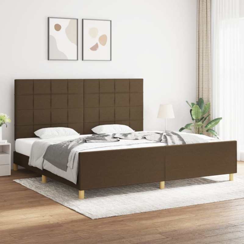 vidaXL Bettgestell mit Kopfteil Dunkelbraun 200x200 cm Stoff vidaXL Bettgestell mit Kopfteil Dunkelbraun 200x200 cm Stoff