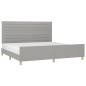 vidaXL Bettgestell mit Kopfteil Hellgrau 200x200 cm Stoff vidaXL Bettgestell mit Kopfteil Hellgrau 200x200 cm Stoff