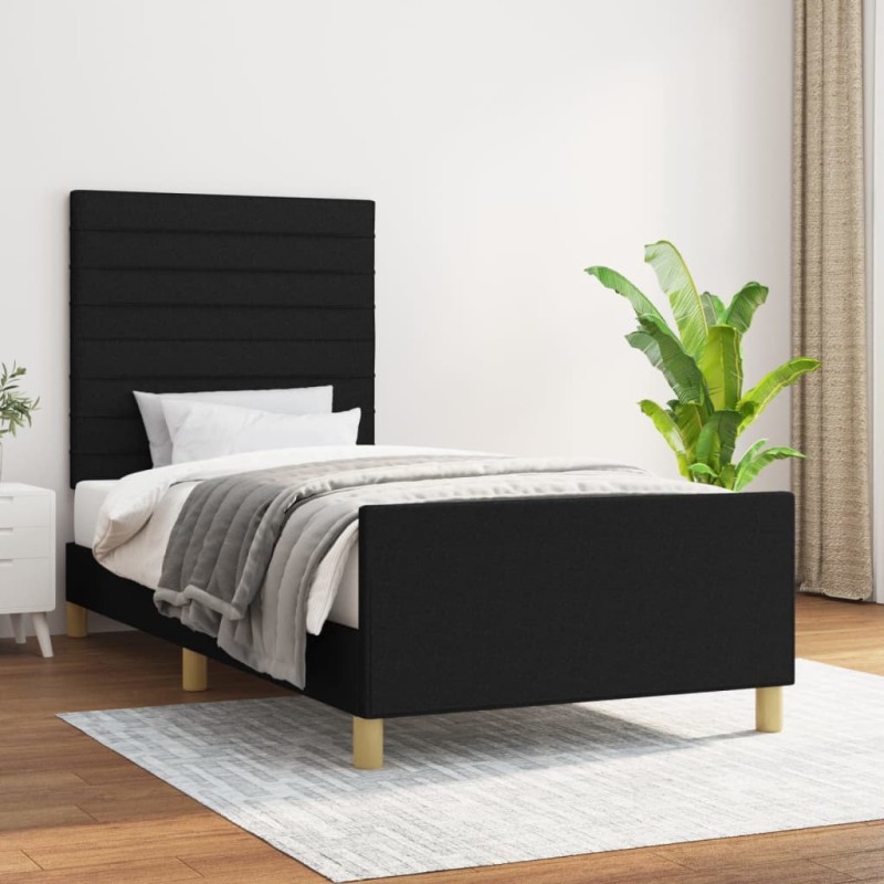 vidaXL Bettgestell mit Kopfteil Schwarz 80x200 cm Stoff vidaXL Bettgestell mit Kopfteil Schwarz 80x200 cm Stoff