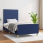 vidaXL Bettgestell mit Kopfteil Blau 100x200 cm Stoff vidaXL Bettgestell mit Kopfteil Blau 100x200 cm Stoff