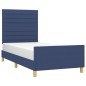 vidaXL Bettgestell mit Kopfteil Blau 100x200 cm Stoff vidaXL Bettgestell mit Kopfteil Blau 100x200 cm Stoff