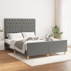 vidaXL Bettgestell mit Kopfteil Dunkelgrau 140x190 cm Stoff