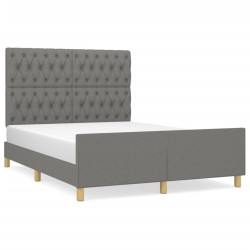 vidaXL Bettgestell mit Kopfteil Dunkelgrau 140x190 cm Stoff