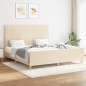 vidaXL Bettgestell mit Kopfteil Creme 160x200 cm Stoff vidaXL Bettgestell mit Kopfteil Creme 160x200 cm Stoff