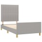 vidaXL Bettgestell mit Kopfteil Hellgrau 100x200 cm Stoff vidaXL Bettgestell mit Kopfteil Hellgrau 100x200 cm Stoff