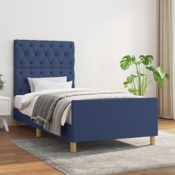 vidaXL Bettgestell mit Kopfteil Blau 80x200 cm Stoff