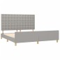 vidaXL Bettgestell mit Kopfteil Hellgrau 160x200 cm Stoff vidaXL Bettgestell mit Kopfteil Hellgrau 160x200 cm Stoff
