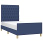 vidaXL Bettgestell mit Kopfteil Blau 90x190 cm Stoff vidaXL Bettgestell mit Kopfteil Blau 90x190 cm Stoff