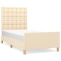 vidaXL Bettgestell mit Kopfteil Creme 90x200 cm Stoff vidaXL Bettgestell mit Kopfteil Creme 90x200 cm Stoff
