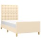 vidaXL Bettgestell mit Kopfteil Creme 90x200 cm Stoff vidaXL Bettgestell mit Kopfteil Creme 90x200 cm Stoff