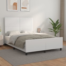 vidaXL Bettgestell mit Kopfteil Weiß 140x200 cm Kunstleder