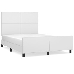 vidaXL Bettgestell mit Kopfteil Weiß 140x200 cm Kunstleder
