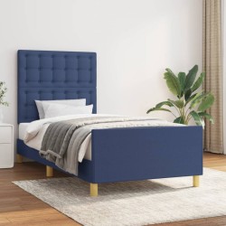 vidaXL Bettgestell mit Kopfteil Blau 100x200 cm Stoff