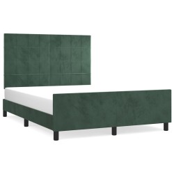vidaXL Bettgestell mit Kopfteil Dunkelgrün 140x190 cm Samt
