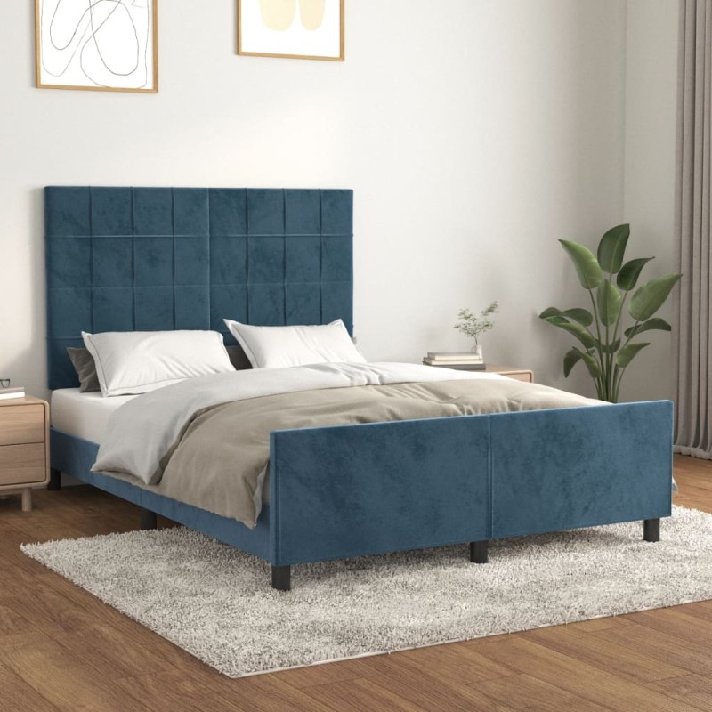 vidaXL Bettgestell mit Kopfteil Dunkelblau 140x200 cm Samt vidaXL Bettgestell mit Kopfteil Dunkelblau 140x200 cm Samt