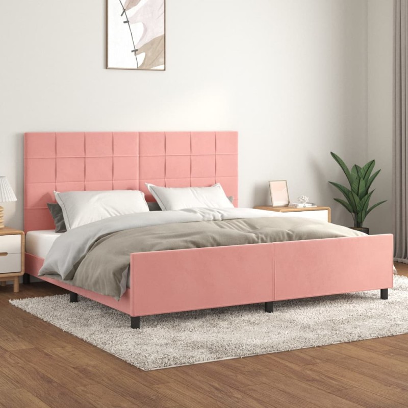 vidaXL Bettgestell mit Kopfteil Rosa 200x200 cm Samt vidaXL Bettgestell mit Kopfteil Rosa 200x200 cm Samt