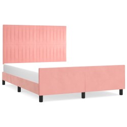 vidaXL Bettgestell mit Kopfteil Rosa 140x190 cm Samt