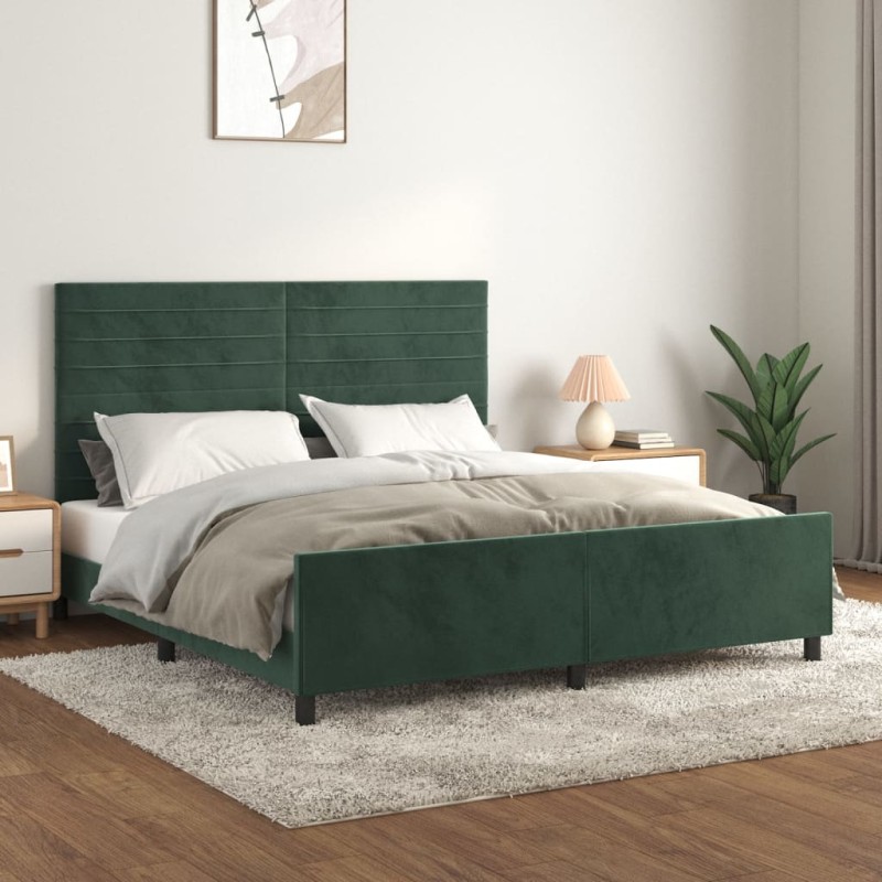 vidaXL Bettgestell mit Kopfteil Dunkelgrün 180x200 cm Samt vidaXL Bettgestell mit Kopfteil Dunkelgrün 180x200 cm Samt