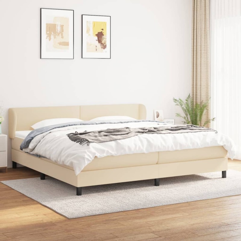 vidaXL Boxspringbett mit Matratze Creme 200x200 cm Stoff vidaXL Boxspringbett mit Matratze Creme 200x200 cm Stoff