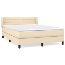 vidaXL Boxspringbett mit Matratze Creme 140x190 cm Stoff