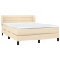 vidaXL Boxspringbett mit Matratze Creme 140x190 cm Stoff vidaXL Boxspringbett mit Matratze Creme 140x190 cm Stoff