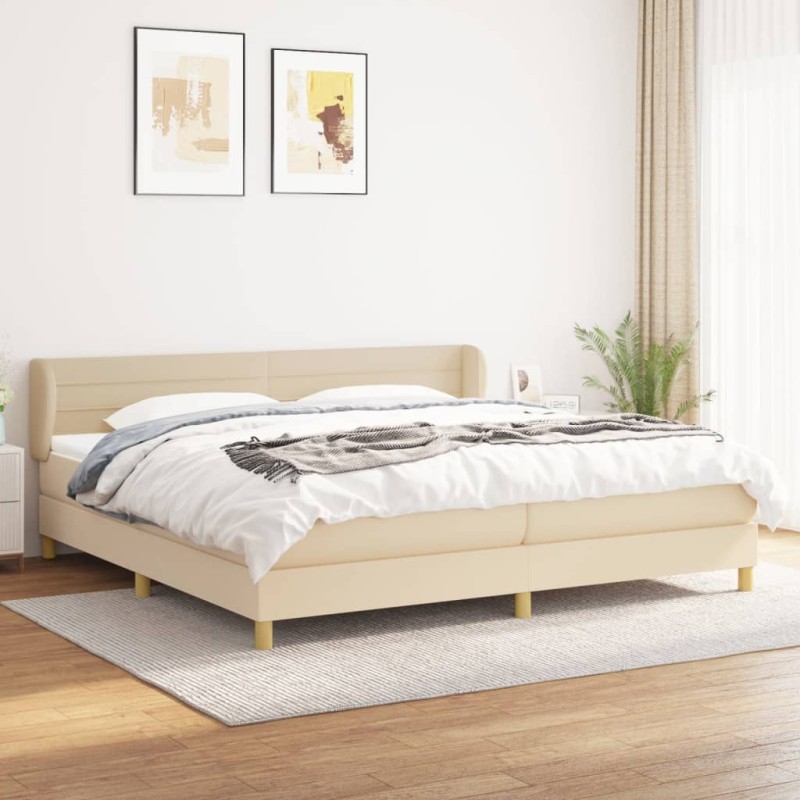 vidaXL Boxspringbett mit Matratze Creme 200x200 cm Stoff vidaXL Boxspringbett mit Matratze Creme 200x200 cm Stoff