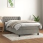 vidaXL Boxspringbett mit Matratze Hellgrau 90x200 cm Samt vidaXL Boxspringbett mit Matratze Hellgrau 90x200 cm Samt