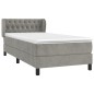 vidaXL Boxspringbett mit Matratze Hellgrau 90x200 cm Samt vidaXL Boxspringbett mit Matratze Hellgrau 90x200 cm Samt