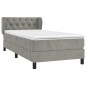 vidaXL Boxspringbett mit Matratze Hellgrau 80x200 cm Samt