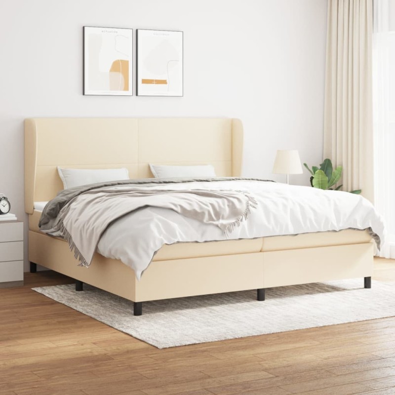 vidaXL Boxspringbett mit Matratze Creme 200x200 cm Stoff vidaXL Boxspringbett mit Matratze Creme 200x200 cm Stoff