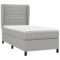 vidaXL Boxspringbett mit Matratze Hellgrau 100x200 cm Stoff vidaXL Boxspringbett mit Matratze Hellgrau 100x200 cm Stoff