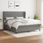 vidaXL Boxspringbett mit Matratze Dunkelgrau 160x200 cm Stoff vidaXL Boxspringbett mit Matratze Dunkelgrau 160x200 cm Stoff