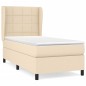 vidaXL Boxspringbett mit Matratze Creme 90x200 cm Stoff vidaXL Boxspringbett mit Matratze Creme 90x200 cm Stoff