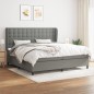 vidaXL Boxspringbett mit Matratze Dunkelgrau 200x200 cm Stoff vidaXL Boxspringbett mit Matratze Dunkelgrau 200x200 cm Stoff