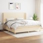 vidaXL Boxspringbett mit Matratze Creme 200x200 cm Stoff vidaXL Boxspringbett mit Matratze Creme 200x200 cm Stoff