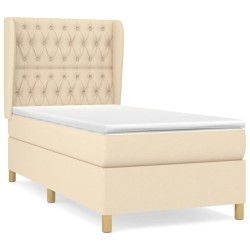 vidaXL Boxspringbett mit Matratze Creme 90x200 cm Stoff