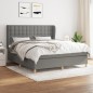 vidaXL Boxspringbett mit Matratze Dunkelgrau 160x200 cm Stoff vidaXL Boxspringbett mit Matratze Dunkelgrau 160x200 cm Stoff
