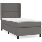 vidaXL Boxspringbett mit Matratze Grau 90x200 cm Kunstleder vidaXL Boxspringbett mit Matratze Grau 90x200 cm Kunstleder