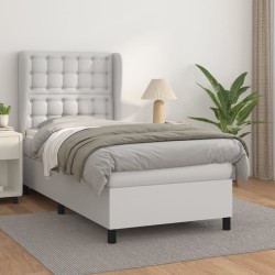 vidaXL Boxspringbett mit Matratze Weiß 80x200 cm Kunstleder