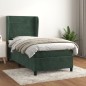 vidaXL Boxspringbett mit Matratze Dunkelgrün 100x200 cm Samt vidaXL Boxspringbett mit Matratze Dunkelgrün 100x200 cm Samt