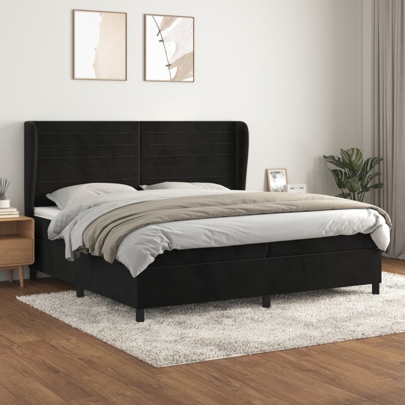 vidaXL Boxspringbett mit Matratze Schwarz 200x200 cm Samt vidaXL Boxspringbett mit Matratze Schwarz 200x200 cm Samt