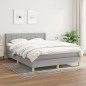 vidaXL Boxspringbett mit Matratze Hellgrau 140x190 cm Stoff vidaXL Boxspringbett mit Matratze Hellgrau 140x190 cm Stoff