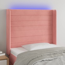vidaXL LED Kopfteil Rosa 93x16x118/128 cm Samt