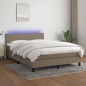 vidaXL Boxspringbett mit Matratze & LED Taupe 140x190 cm Stoff vidaXL Boxspringbett mit Matratze & LED Taupe 140x190 cm Stoff