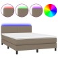 vidaXL Boxspringbett mit Matratze & LED Taupe 140x190 cm Stoff vidaXL Boxspringbett mit Matratze & LED Taupe 140x190 cm Stoff