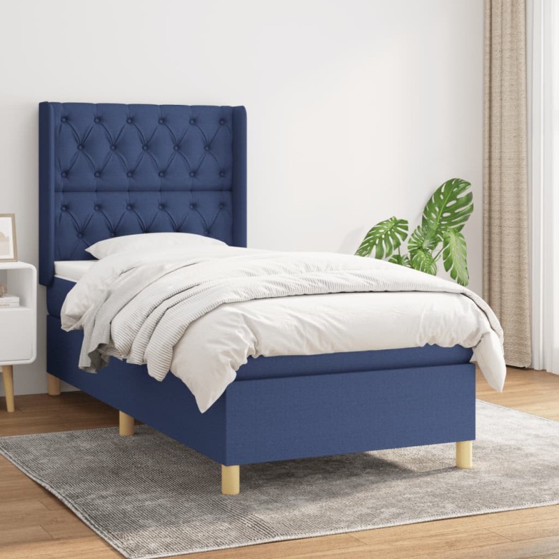 vidaXL Boxspringbett mit Matratze Blau 80x200 cm Stoff vidaXL Boxspringbett mit Matratze Blau 80x200 cm Stoff