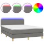 vidaXL Boxspringbett mit Matratze & LED Dunkelgrau 140x200 cm Stoff vidaXL Boxspringbett mit Matratze & LED Dunkelgrau 140x200 cm Stoff