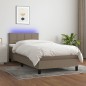 vidaXL Boxspringbett mit Matratze & LED Taupe 90x200 cm Stoff vidaXL Boxspringbett mit Matratze & LED Taupe 90x200 cm Stoff