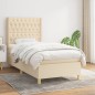 vidaXL Boxspringbett mit Matratze Creme 90x190 cm Stoff vidaXL Boxspringbett mit Matratze Creme 90x190 cm Stoff